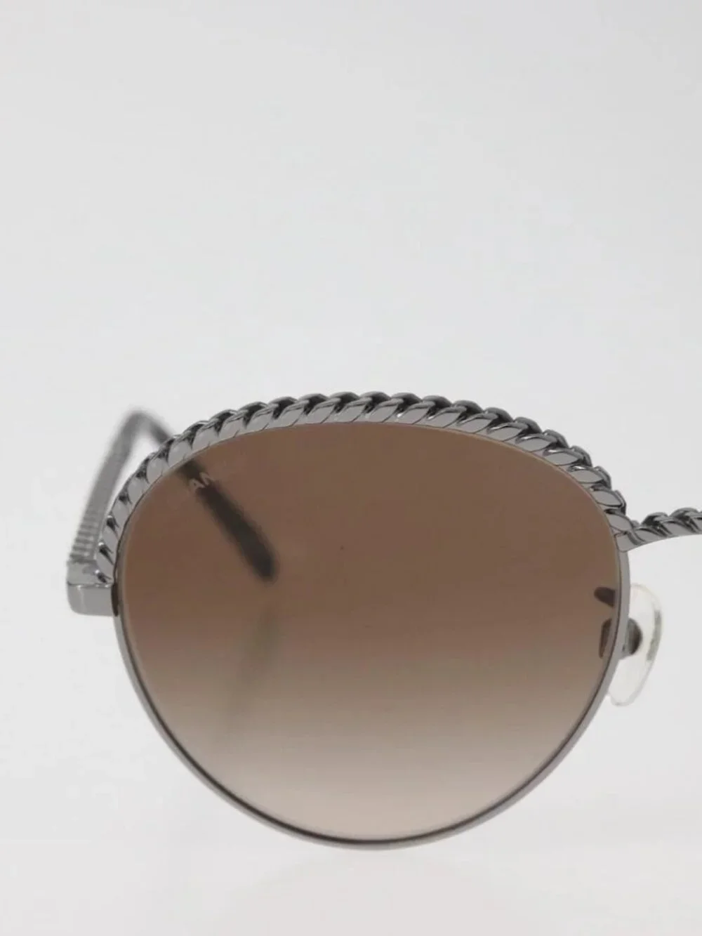 CHANEL Sunglasses metal Silver CC Auth 176091A